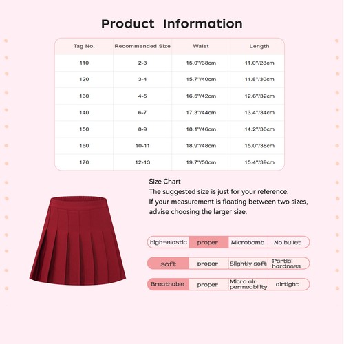 Kids Girls Pleated Skirt Amusement Park A-Line Skirts Picnic Miniskirt Beach - Picture 27 of 60