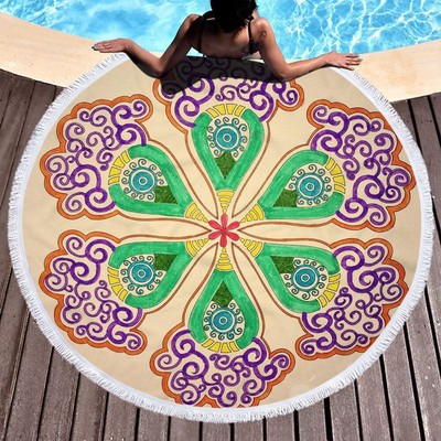 Round Beach Towel Microfiber 3D Printed
