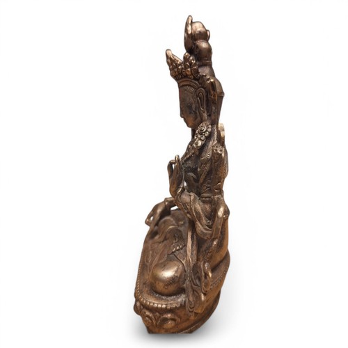 5" Bronze Silber handgefertigte Bodhisattva Statue gestempelt verziert - Bild 5 von 10