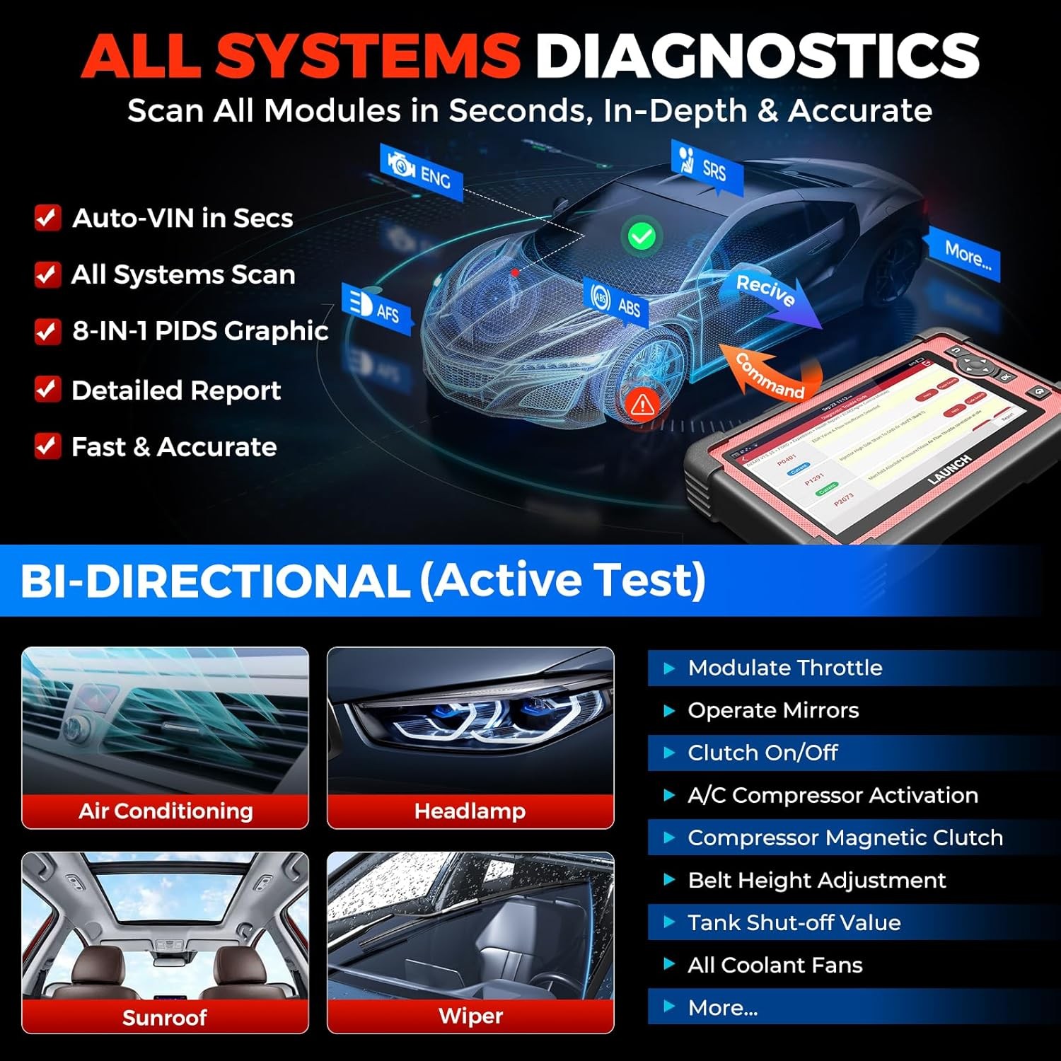 2026 LAUNCH X431 CRP919E dispositivo diagnostico professionale per auto OBD2 TUTTI i sistemi ECU coding DE foto 3