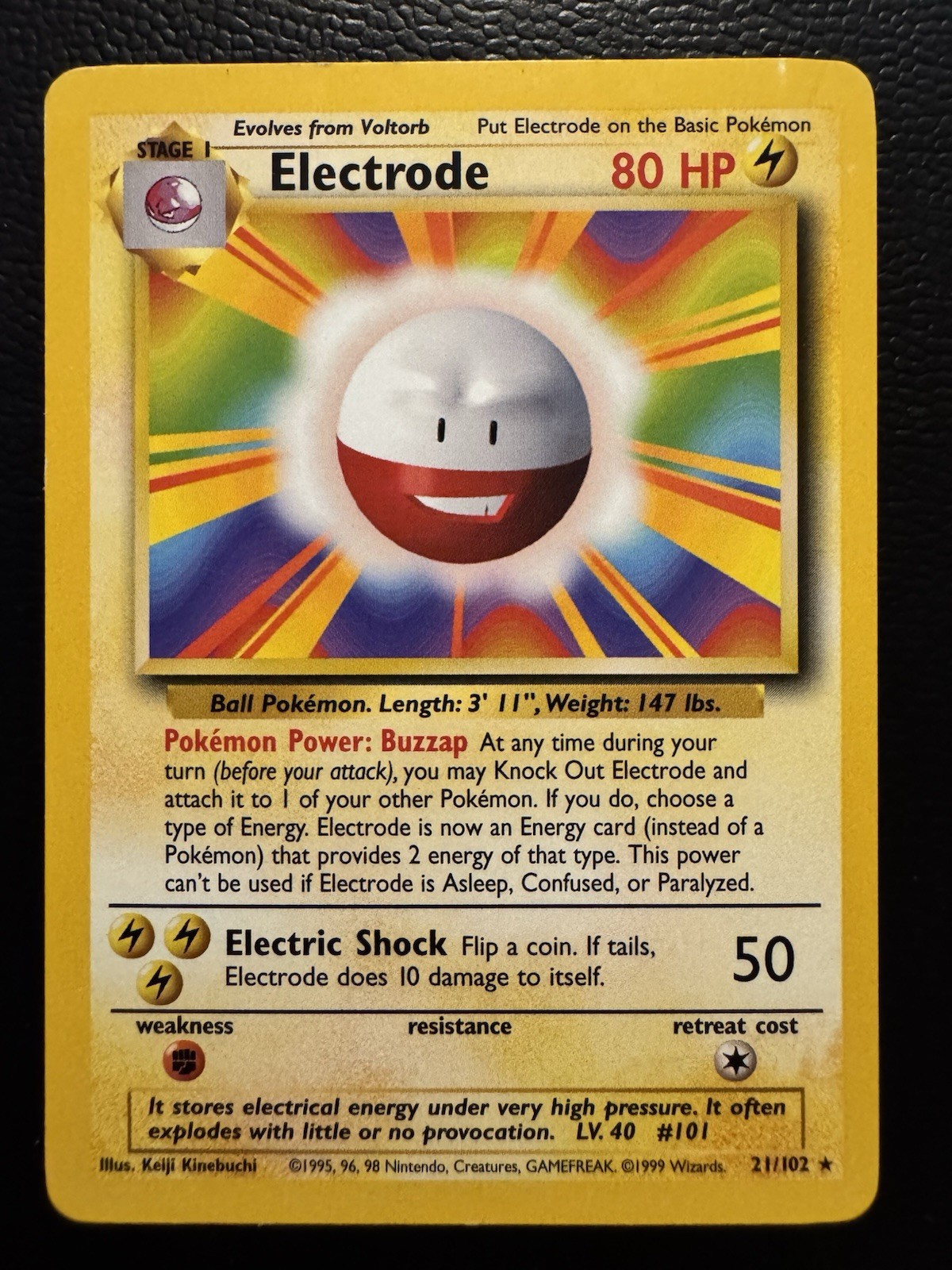 Pokemon TCG Electrode Base Set 21/102 Rare WOTC 1999 - MP