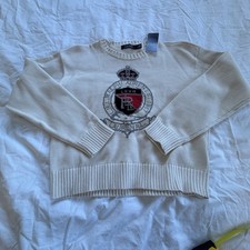 Lauren Ralph Lauren Boys L Crest Sweater Cream Knit NWT 195 Preppy