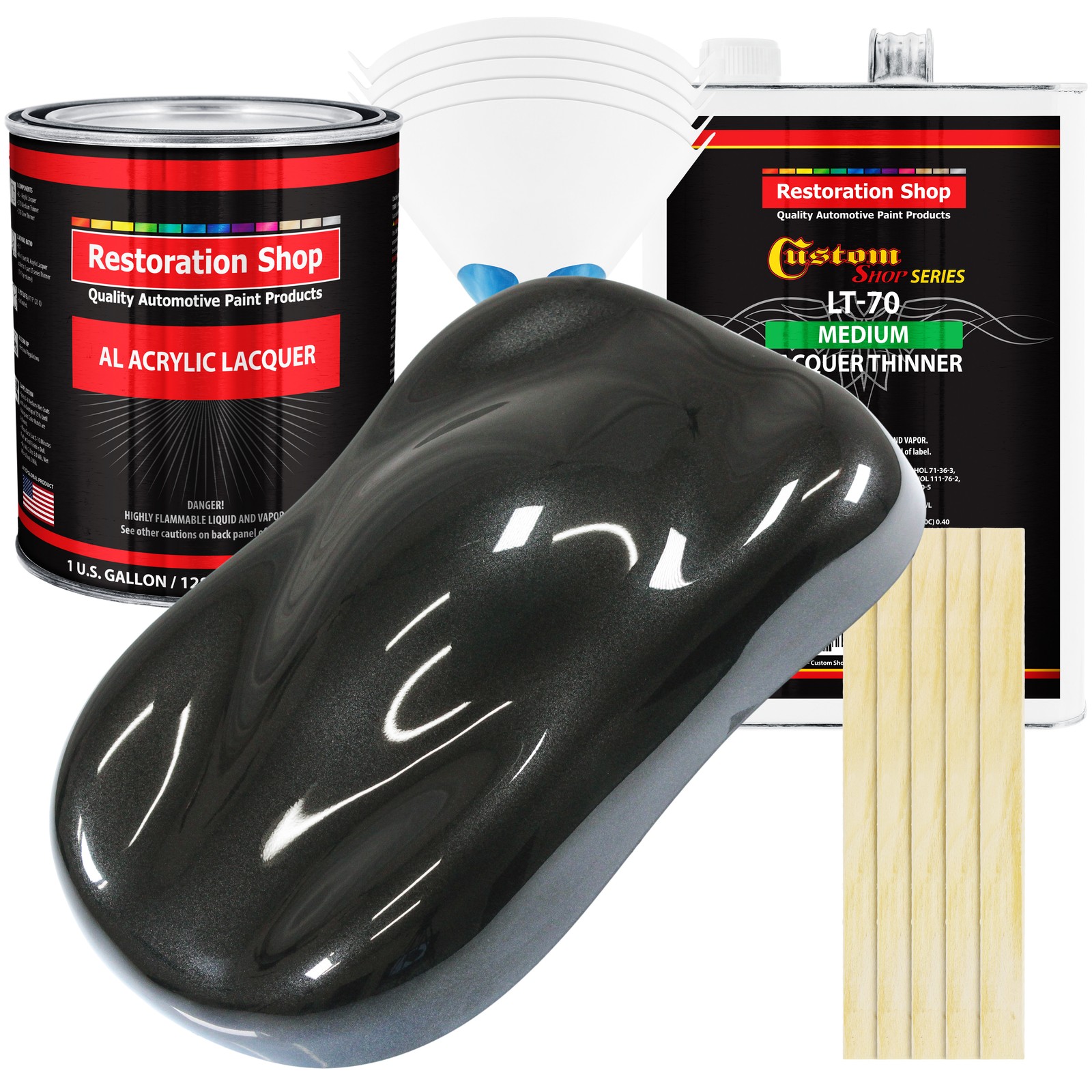 Black Metallic Acrylic Lacquer Gallon Auto Paint Kit, Medium Thinner