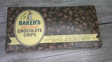 vintage box Baker's semi sweet chocolate chips cardboard box container      Z158