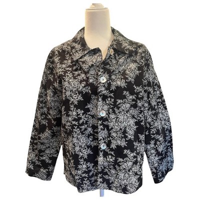 Vintage RSVP Dallas TX Floral Black Jacket Women s XL Made in USA Retro 