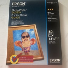 Epson Photo Paper GLOSSY 8.5X11 Inches, 50 Sheets  S041649 ,Whit