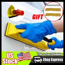 US SHIP 70*400MM Dust-absorbing Elastic Hand Sanding Plate Car Paint Sandpaper
