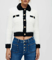 maje Damen Cardigan Weiß Cropped Flausch Strick Gr. 1 S 8 MFPCA00303