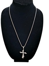Sterling Silver 925 Crucifix Cross Italy Rope Chain Pendant 2mm 24 Inch