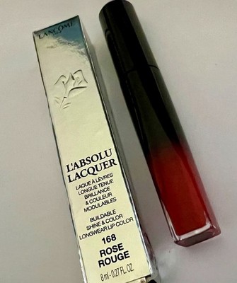 Lancome L Absolu Lacquer Longwear Liquid Lip Color- 168 ROSE ROUGE - NIB
