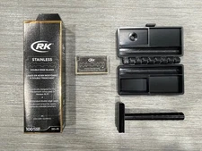 HS Henson Shaving AL13 Mild Black Aluminum Razor with 100 RK  Blades and Case