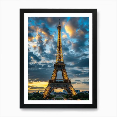 Eiffel Tower At Sunset 2 Art Print Framed Wall Art Poster Canvas Print Picture