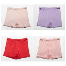 Women Knitted 100 Pure Silk Knickers Boxers Panties Underwear Underpants Beige