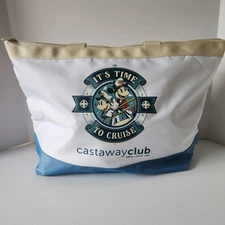 New! DISNEY Cruise Line Castaway Club Tote Bag It's Time To Cruise Mickey Mouse