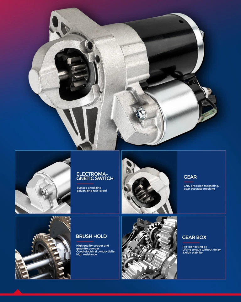 Starter Fits 2003-2006 Acura MDX All Engine 12V 17868N 06313RDJ305 31200RDJA01 - Image 2 of 4