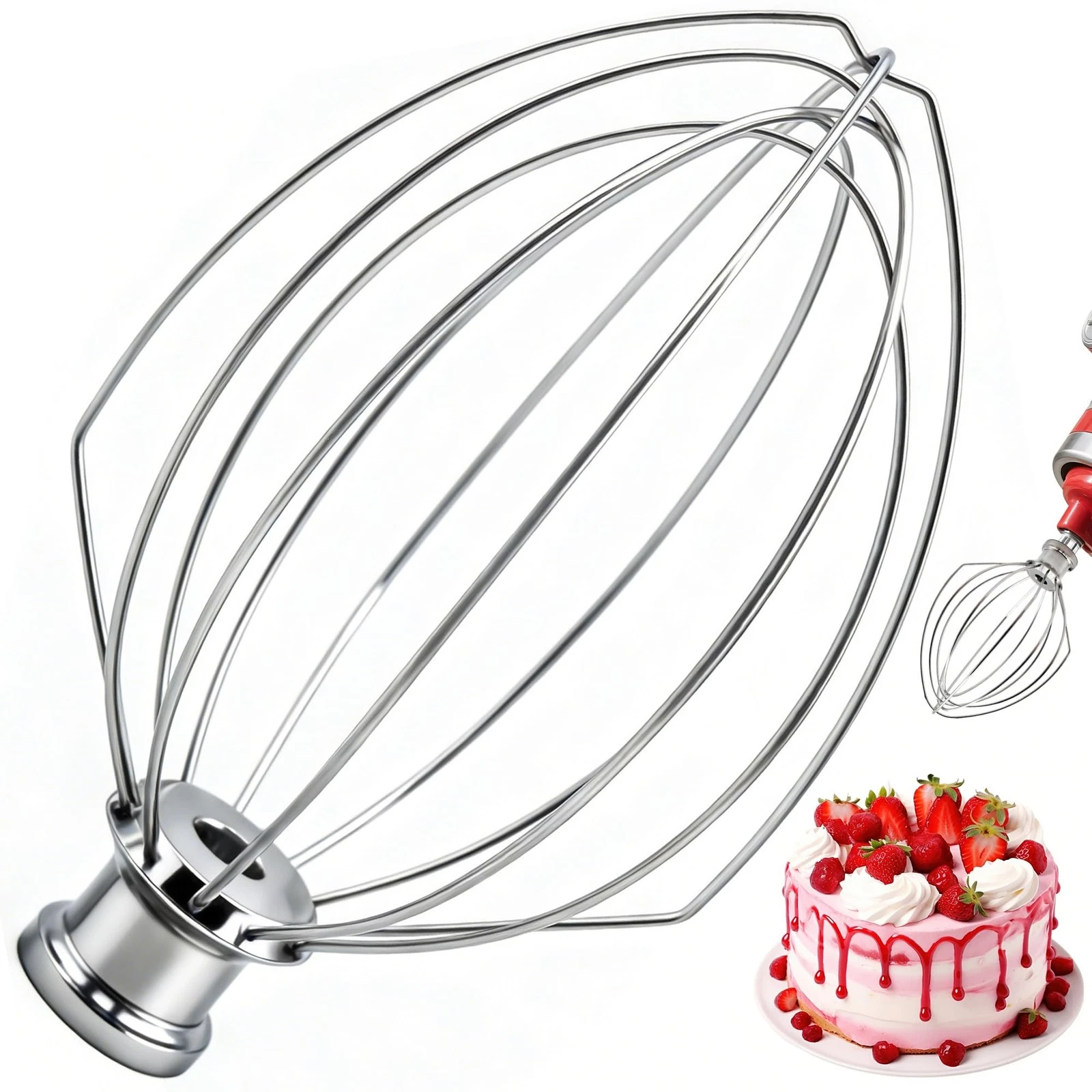 Stainless Steel Wire Whip for KitchenAid 5 Qt Bowl-Lift Mixers 6-Wire Stainle...