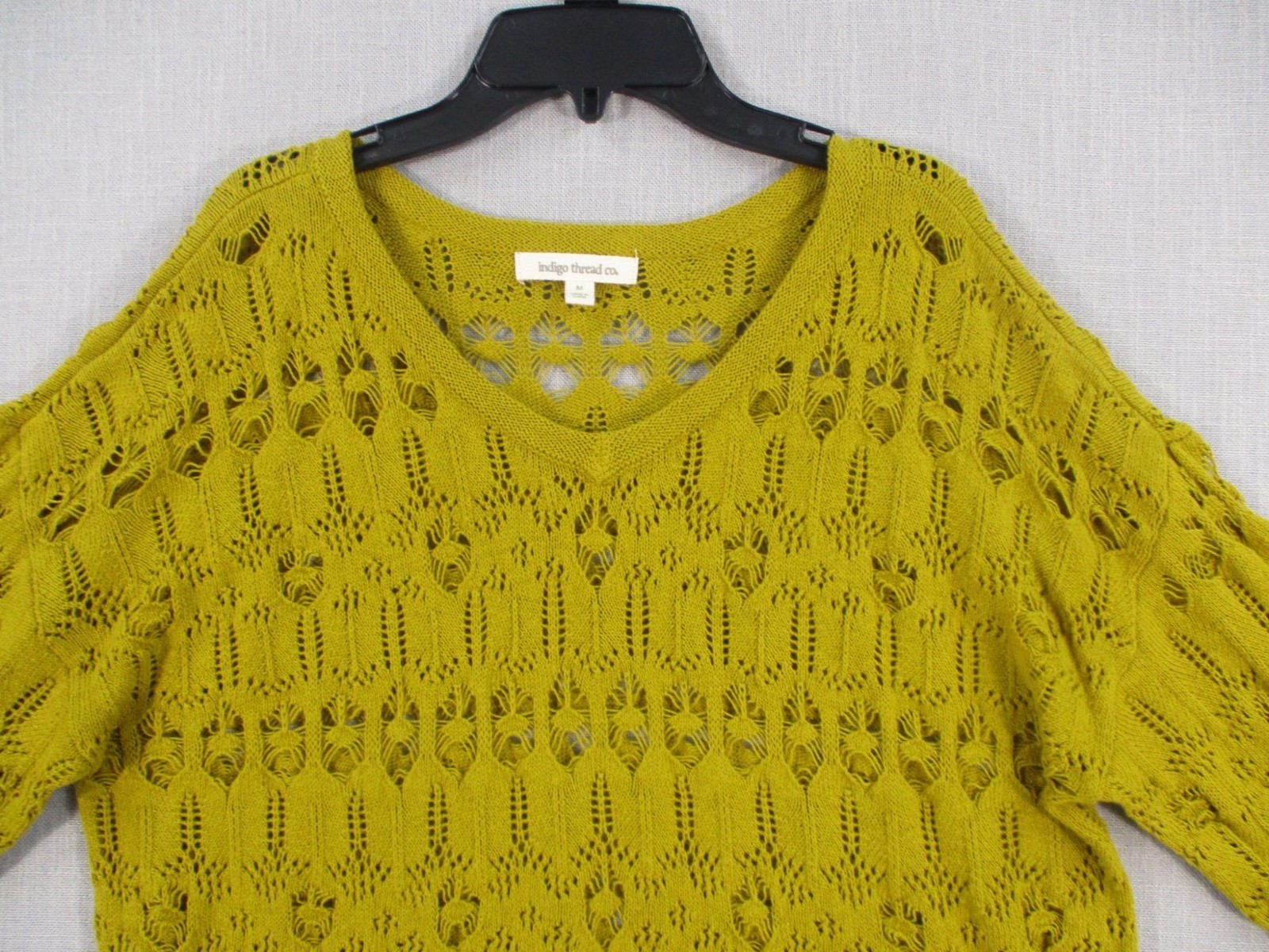 Indigo Thread Co. Olive Green Openwork Cotton Swe… - image 2