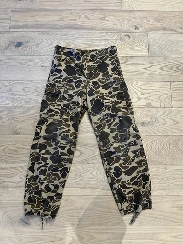 Vintage Korean Military Camo Cargo Pants Brown Camouflage Combat Trousers Sz 34