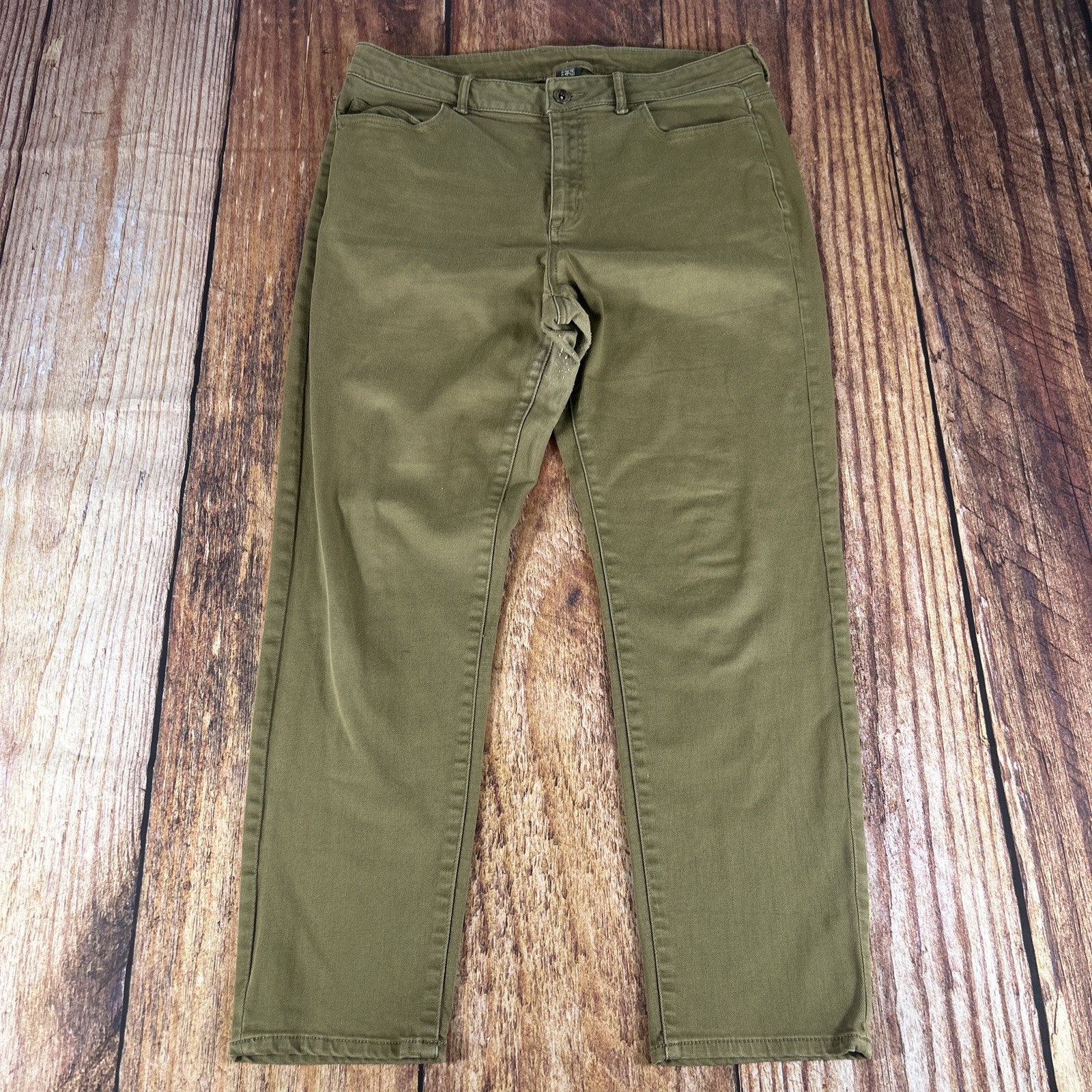 Women 10 Green Skinny Leg Stretch Pockets Outdoor Hiking