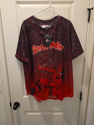 Official Marvel Spiderman Comics Mesh 62 Web AOP Baseball Jersey XL Peter Parker