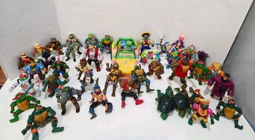 Vintage 90s Teenage Mutant Ninja Turtles Lot of 41 Figures and Car
