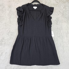 Velvet by Graham & Spencer Dress Womens Small Black Gauze Ruffle Sleeve Pockets