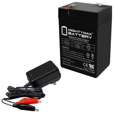 Mighty Max ML4-6 - 6V 4.5AH Replaces Deer Game Feeder Battery + 6V Charger