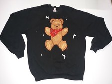 Vintage Jerzees Sweatshirt Black Teddy Bear 1990s Vintage Custom XL 46-48 