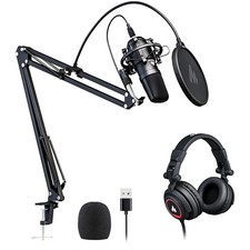 Microphone with Studio Headphone Set 192kHz/24bit Vocal Condenser Cardioid Po...