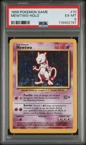 1999 Pokemon Game #10 MeWTWO-Holo Card PSA 6