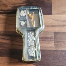 Vintage Lucite or Resin Spoon Rest, Dried Flowers Rectangular Floral Design