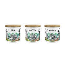 Wizard of Oz Tea, Coffee & Sugar Canister Gift Set - 600ml Large Enamel Tins