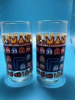 (2) 1980 Pac Man Vintage Glasses From Army & Air Force Exchange Service
