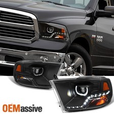 Fits Mono-eye Technology 09-18 Ram 150025003500 Halo Led Black Headlights