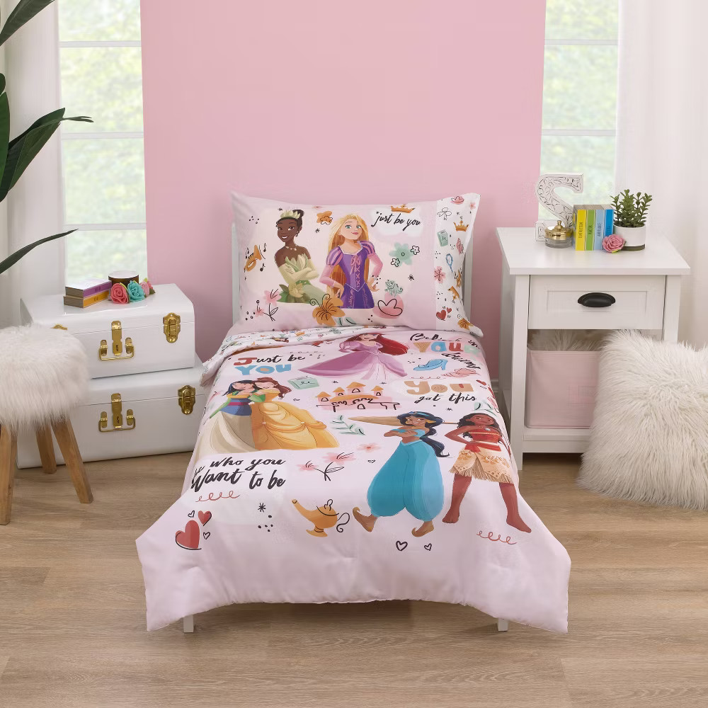 4pc Toddler Disney Princess Just Be You Bed Set - Pink 2990₽