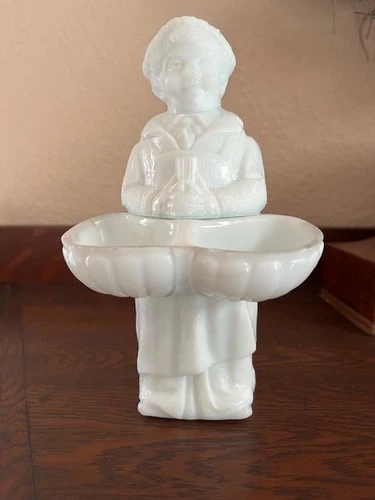 Vintage Milk Glass European Merchant "Mystery Man" 2-Piece Figurine