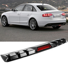 Schwarz Glänzend Heckdiffusor Heckansatz mit LED Licht für Audi A4 B8 RS4