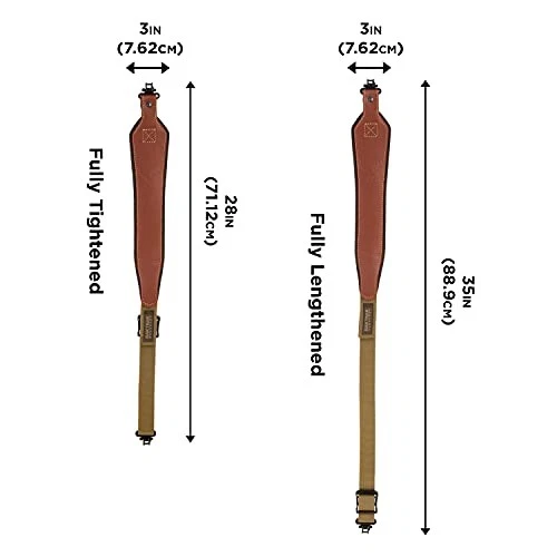 BakTrak Brown Leather Gun Sling with Grip Panel and Quick Adjusting Swivels - Image 2 of 4