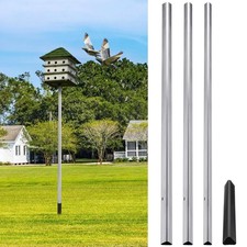 12 Ft Telescoping Purple Martin House Pole with Ground Socket Heavy Duty 3-Secti