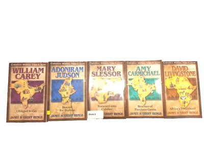Christian Heroes Then & Now Carey Carmichael, Jusdon, Slessor, Livingston 5 set