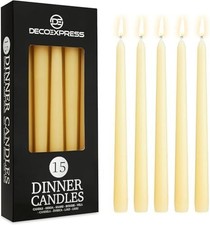 Tapered Unscented Candle Multipack – 15 Dripless 8-Hour Burn, Ivory