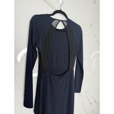 ASOS Navy Open Back Maxi Dress Slit Sz 6 Sexy Prom Gala Classic Party Wedding