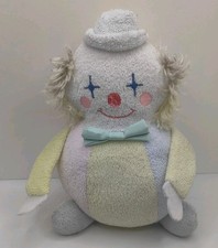 Vintage Eden Clown Baby Toy Pastel Terrycloth Rattle Plush Stuffed Ball Lovey