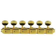 Kluson 6 On A Plate Deluxe Series Tuning Machines - Single Line - Gold With Oval