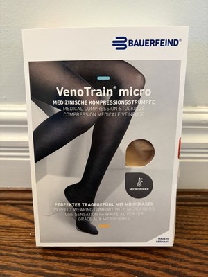Bauerfeind Veno Train Compression Micro Medical Stockings Size Medium Plus Cream
