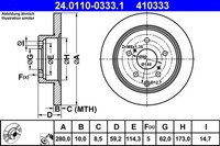 2X Bremsscheibe ATE 24.0110-0333.1 FüR Toyota Avensis ADT251_ ADT251R CAT