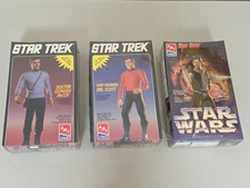 Lot Of 3 AMT/ERTL Model Kits –Star Trek Mr. Scott & Dr McCoy Star Wars Han Solo