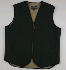 Vintage Y2k Woolrich Wool Sherpa Lined Zip Vest Dark Green Vtg Outdoor Utility