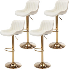 Velvet Bar Stools Set of 4 - Swivel Counter Height Barstools with Back  Adjusta