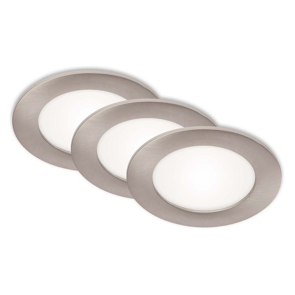 Led Einbauleuchten 3Er Set IP44 7W Silber 4000K Kunststoff Ø12Cm Briloner-image